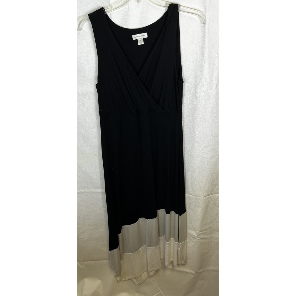 Christopher & Banks Black Gray Color Block Sleeveless Asymmetric Midi Dress M